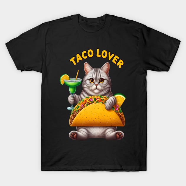 Feline Fiesta With Taco and Drink T-Shirt by coollooks